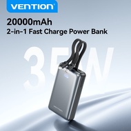 Vention CCC 35W Built-in Dual Cable PowerBank 10000mAh/20000mAh With Built-In USB-C+Lightning Cable 