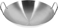 UPKOCH stainless steel wok binaural metal wok skillet pan griddle pan iron wok chinese wok pan comal Asian Wok non stick skillet with lid Cooking Pot with Double Handle Work flat barbecue