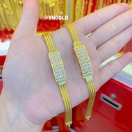 สร้อยข้อมือทอง1บาท YHGOLD เบนซ์แพฝังพลอย ยาว16cm ทองคำแท้96.5% ขายได้จำนำได้