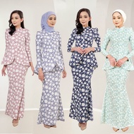 yeleedon BAJU KURUNG Moden Baju Raya 2024 IRONLESS Floral Kurung Crepe Muslimah Fashion Nikah Tunang