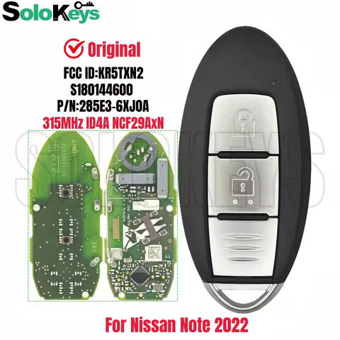 SOLOKEYS FCC ID: KR5TXN2 S180144600 P/N:285E3-6XJ0A Original Smart Remote Car Key For Nissan Note 20