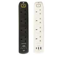 SOUNDTECH MS-641 4 WAY/3M EXTENSION SOCKET WITH USB AND TYPE C CHARGING PORT (BLACK/WHITE)