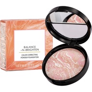YNPQTDS Marbleized Foundation Powder Palette, Baked Balance Brighten Color Correcting Powder Foundat