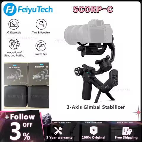 ---FeiyuTech Feiyu SCORP-C 3-Axis Handheld Gimbal Camera Stabilizer with Tripod Handle Grip DSLR Cam