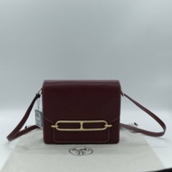 Hermes 愛馬仕 Roulis 23 豬鼻子 T刻 酒紅色 小牛皮 肩背包 斜掛包