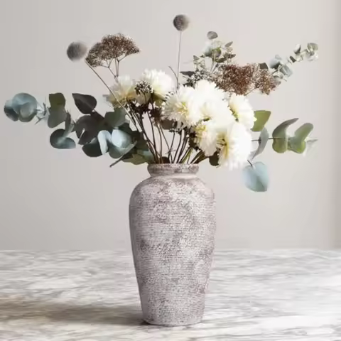Terracotta Vase Rustic Farmhouse Vase Large Ceramic Vases for Centerpieces Farmhouse Decor for Livin