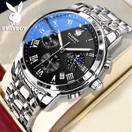 PLAYBOY ทางการ นาฬิกา ผู้ชาย watch 2024 นาฬิกาลำลองผู้ชาย กันน้ำ นาฬิกาข้อมือ ผช ธุรกิจ ส่องสว่าง กา