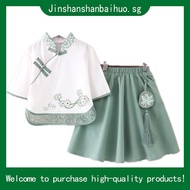 Summer New Chinese Style Tang Costume Han Costume Antique Small Girls and Teen Girls Three-Quarter S