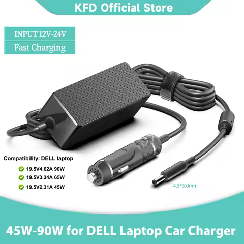 45W-90W for Dell Laptop Car Charger 0RT74M RT74M PA-1900-32D5 Inspiron/Vostro 15 7000 7506 7591 Lati