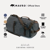 MAURO Weekender Vintage Canvas Leather Backpack 34L Travel Bag Baju Retro Canvas Beg Backpacl Kerja 