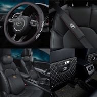 【For TOYOTA】Car Accessories Steering Wheel Cover Key Chain Headrest Waist Clock Seat Belt Shoulder Leather Hook Tissue box Aromatherapy For Wish Innova Vios Avanza Camry Corolla Yaris Prado RAV4 Hilux