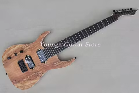 Left Handed Light Brown 7 Strings Electric Guitar with Burl Maple Veneer Rosewood Fretboard Offer Cu