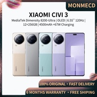 Xiaomi Civi 3 Phone Dimensity 8200-Ultra Handphone OLED 6.55'' 120Hz Smartphone 4500mAh +67W Chargin