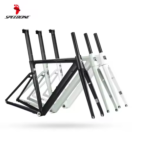 SPEEDONE Road Bicycle Frame Ultralight Aluminum Alloy 700c Carbon Fiber Front Fork 700x28C Quick Rel