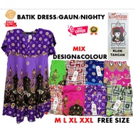 Baju batik tidur nighty wanita indonesia Batik high quality cotton（KLOK TANGAN） Sleepwear Kain Cotton