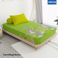 CALIFORNIA Single Fitted Carrot Bed Sheet Bugs Bunny