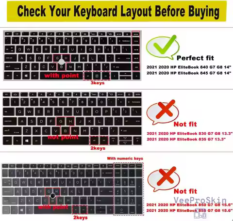 For HP 14" HP EliteBook 840 G7 HP EliteBook 845 G7 14" laptop Silicone Keyboard Cover protector skin