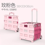 Foldable Portable Trolley Shopping Cart Plastic Supermarket Shopping Cart 360 Degree Universal Wheel
