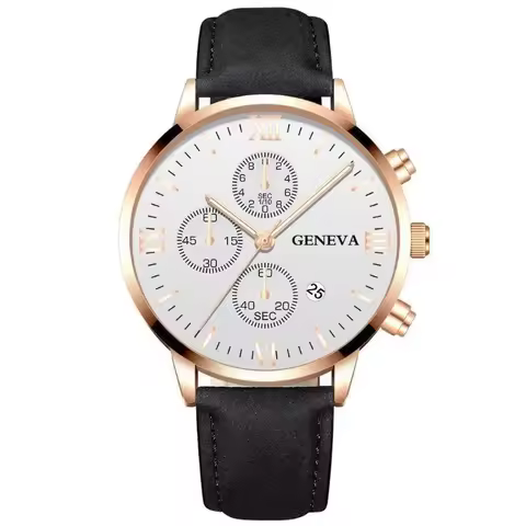 Fashion Geneva Mens Watch Date Alloy Case Leather Analog Quartz Sport Wrist Watches for Men Clock To