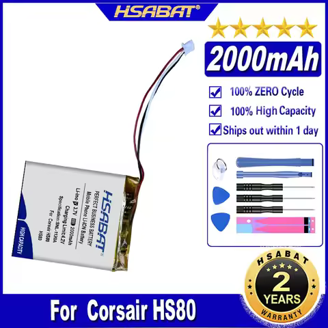HSABAT HS70 Pro 500mAh~2400mAh Battery for Corsair HS65 HS70 HS70 SE HS75 XB HS80 Batteries
