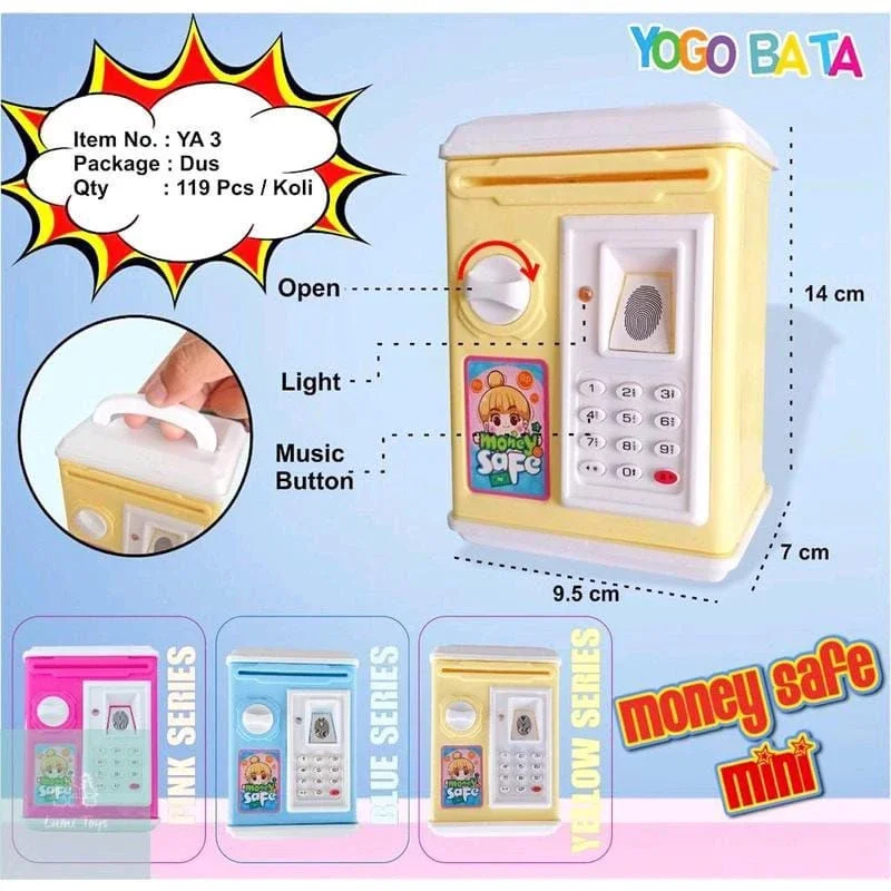 Mainan Anak Brankas Mini Money Safe YA3 ATM Musik Mini -Celengan Brankas Sidik Jari