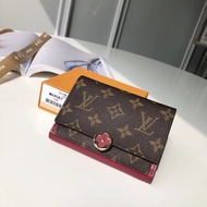 LV Purple This Flore Short Wallet with Logo Monogram Canvas Matching Colorful Calfskin