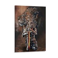 Lion Woman Warrior Woman Warrior of God Lion of Judah Religious Home Wall Art Deco Posters (2) Wall