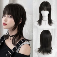 วิกผมสีดำน้ำตาล Wolf Cut ยาว 16 นิ้ว สังเคราะห์ที่ทนความร้อนได้ ดูเป็นธรรมชาติ ใยนุ่มมาก สำหรับผู้หญ