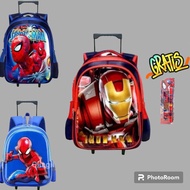 Art C35Q Push Bag Trolly Backpack Kindergarten Elementary School Boys Cartoon Character Aironman Spiderman