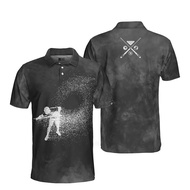 Billiards and beer patterned men's polo shirt, Cue sportswear, snooker team polo shirt, 9-ball short