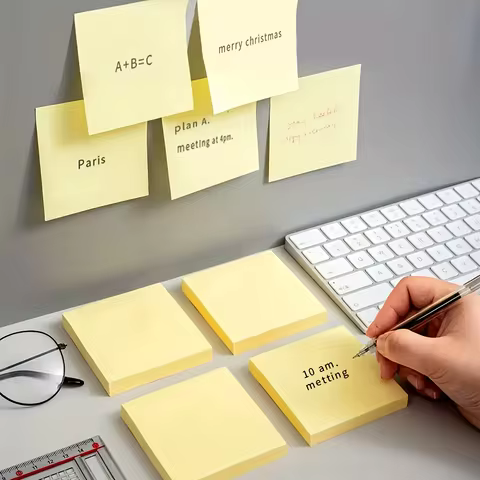 Sticky Notes 76x76mm, 100 Sheets/Pad, 8pads, Yellow Self-Sticky Notes, Easy to Write, for School, Ho
