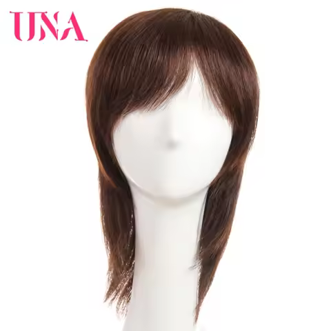UNA Straight Remy Indian Human Hair Wigs For Women 120% Density Color #1 #1B #2 #4 #27 #30 #33 #99J 