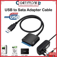 USB to Sata Adapter Cable with UK Standard Plug, USB 3.0 to SATA 22 pin Hard Drive Connector for 2.5" 3.5" SSD/HDD Drive