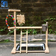 [Gazechimp] Pet Parrot Playstand Bird Playground with Feeder Cups Bells Wood Perch Bird Playpen Budg