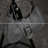[CÓ HOẢ TỐC] [Hình thật shop chụp] Y2K Túi Xách Nữ Dây Xích Xám Da Lộn Có Ngăn Kéo Bên Trong Tiện Lợ