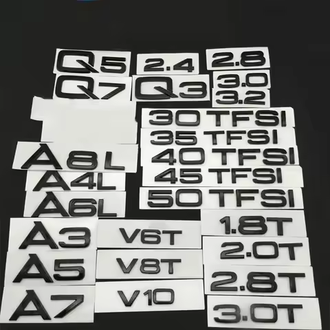 Black Silver 1.8T 2.0T 2.4 3.0T 3.2 3.6 4.2 A3 A4 A5 A6L A7 A8L Q3 Q5 Q7 Emblem For Audi Car Rear St