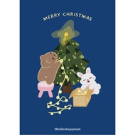 Merry Christmas art card / postcard / greeting card| aesthetic cute kawaii gift | cute animals | Merry Christmas