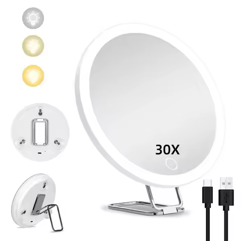 Rechargeable LED Makeup Mirror 1 Box 6 Inch Adjustable Lighted Portable Compact Travel Cosmetic Mirr