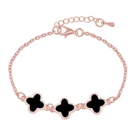 สร้อยข้อมือโคลเวอร์สี่แฉกชุบเงินทอง Gelang สร้อยข้อมือแฟชั่นสตรีสั้น