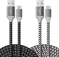 Fasgear USB to USB C Cable, 2 Pack 3m Nylon Braided USB Type C Fast Charging Sync Cable Compatible w