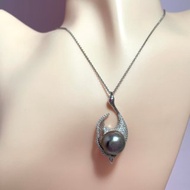 天鵝 大溪地黑珍珠 純銀 吊墜 贈項鏈