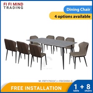 Angge 8 Seater Sintered Stone Dining Table Set/ Ceramic Dining Set/ Set Meja Makan 8 Kerusi Kaki Bes