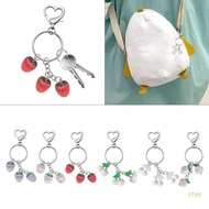 stay Sweet Strawberry Fruit Pendant Keychain Unique Cherry Keyring for Mobile Phones