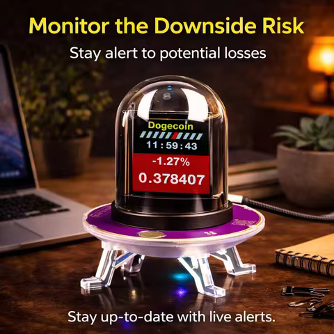 UFO Smart Clock WiFi Weather Time Display Crypto Stock Monitor RGB LED Desk Clock Multi Function