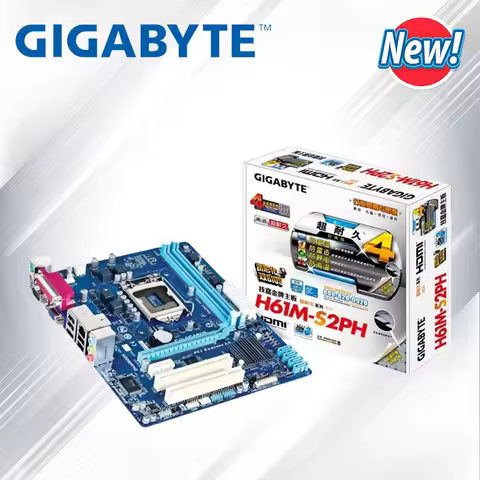 NEW,GIGABYTE GA-H61M-S2PH Desktop Motherboard H61 LGA 1155 i3 i5 i7 DDR3 16G