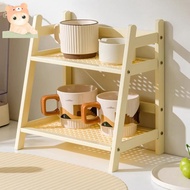 Cup Storage Rack, Double-Layer Desktop Sundries Water Cup Storage Rack, Spice Rack, Glass Shelf, Org