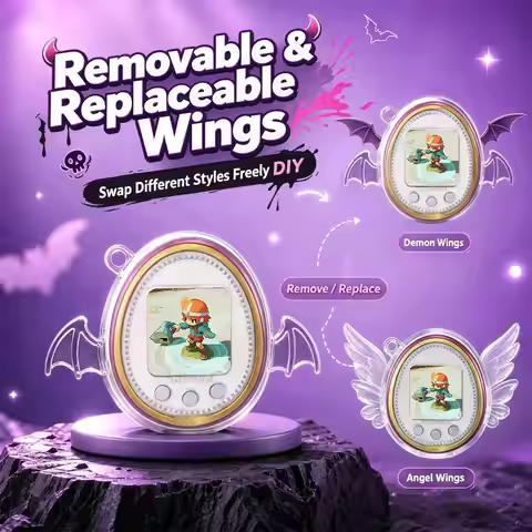 Clear Crystal Protective Case With Wings Hard Shockproof Cover Washable Anti Scratch Shell For Tamag
