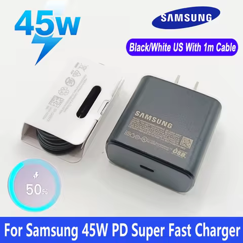 Samsung Original 45W US Super Fast Charger PD Adapter Type C Cable For Galaxy S26 S25 Ultra S24+ S23