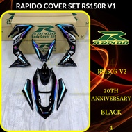 RAPIDO COVER SET RS150R/RS150 V2 V3 20TH ANNIVERSARY (4) BLACK (STICKER TANAM/AIRBRUSH) COVERSET