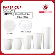 ❁♙Trendboxph White Paper Cup (with or without lid) 50pcs 22oz 16oz 12oz 8oz 6.5oz